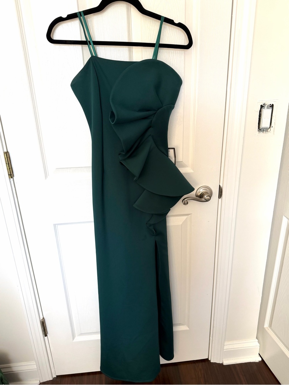 Betsy & Adam Emerald Green Ruffle Dress